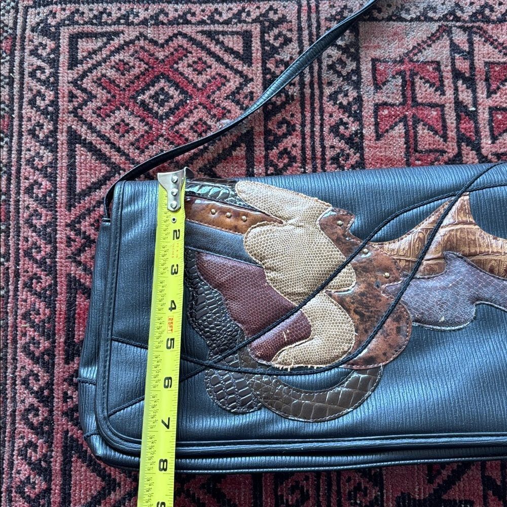 🎀Vintage🎀 1980s Vegan Leather Multicolor Patchwork Shoulder Bag - Picture 10 of 10